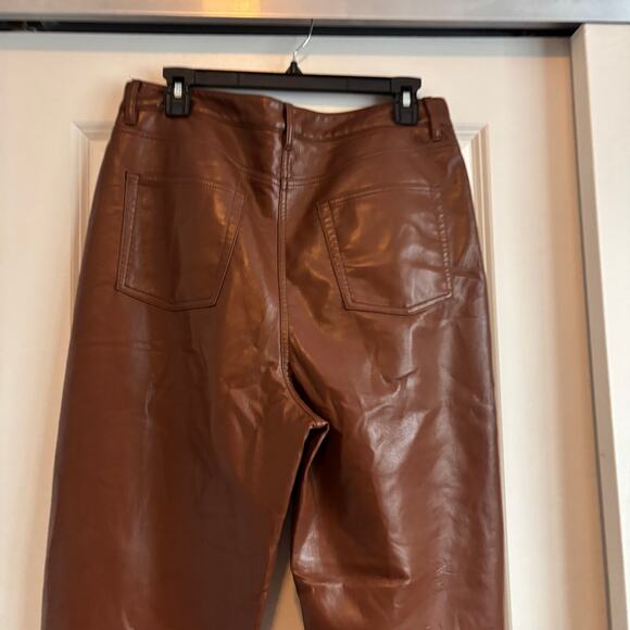 EUC Wilfred Aritzia Melina Pants Soft Vegan Leather Cognac Sz 14 - Picture 6 of 11